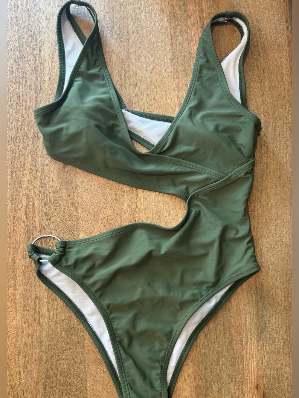 SHEIN Olive Green Cutout One-Piece Swimsuit